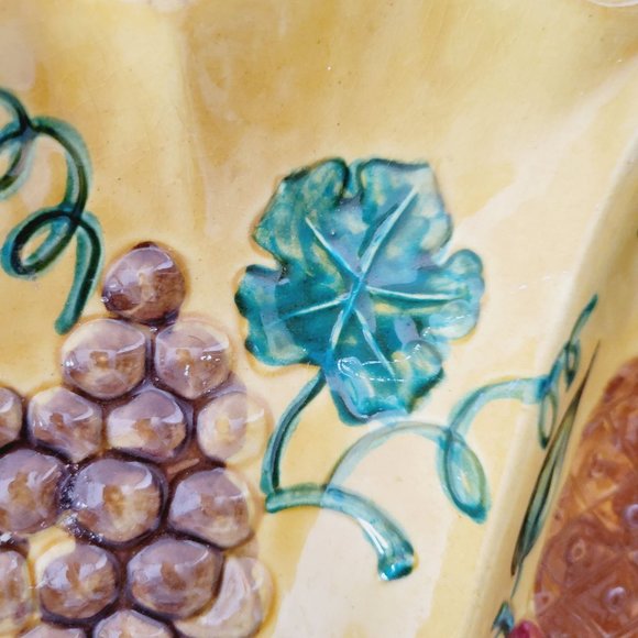 California Pottery Divided Platter, Yellow/Orange, Hand Painted Fruit Decor USA - Picture 8 of 10